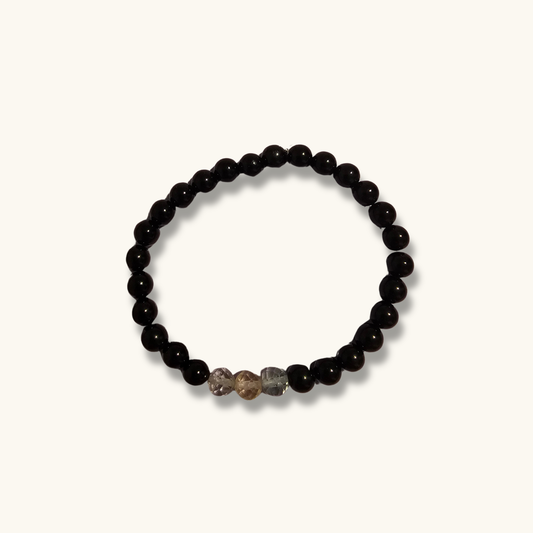 Rainbow Fluorite & Black Tourmaline Bracelet
