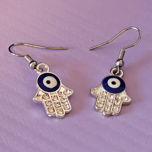 Hamsa Hand Earrings Crystal