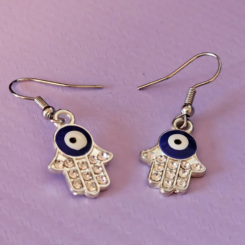 Hamsa Hand Earrings Crystal