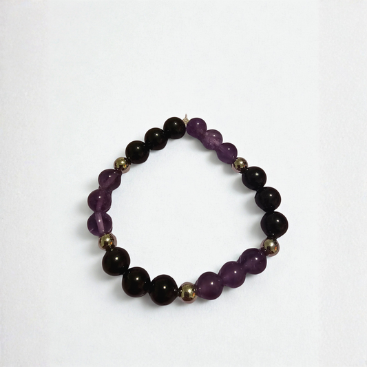 Amethyst & Black Tourmaline Bracelet