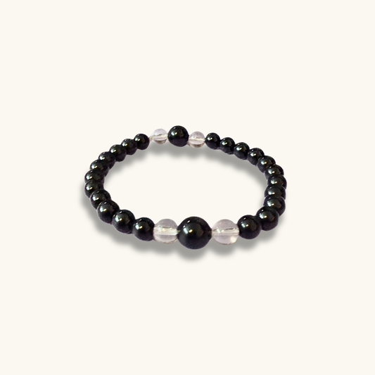 Black Tourmaline & Clear Quartz Bracelet