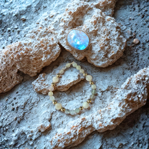 Moonstone & Rainbow Fluorite Bracelet