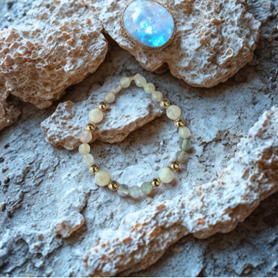 Moonstone & Rainbow Fluorite Bracelet