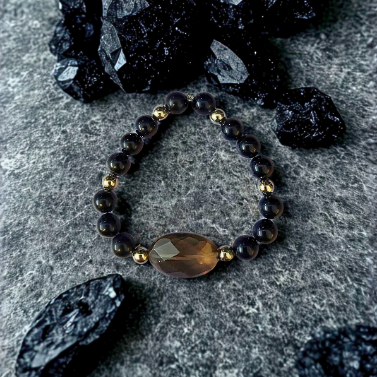 Smoky Quartz & Black Tourmaline Bracelet