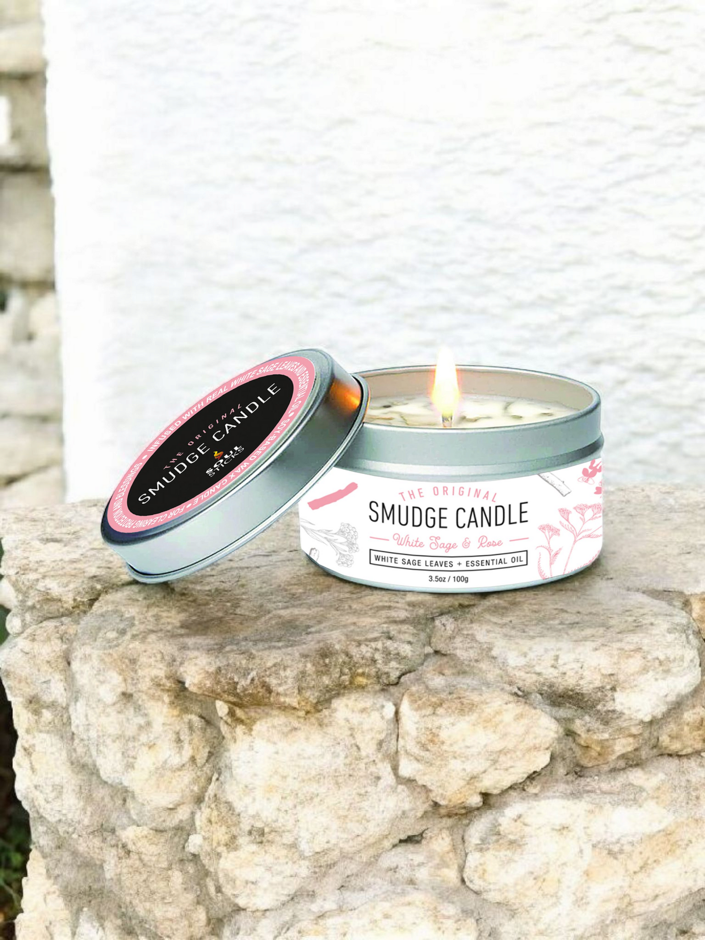Smudge Lites Candles - White Sage & Rose Smudge Candle