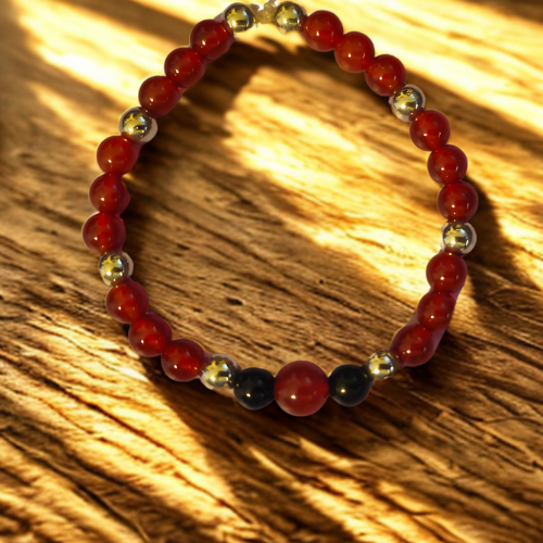 Carnelian and Black Tourmaline Bracelet