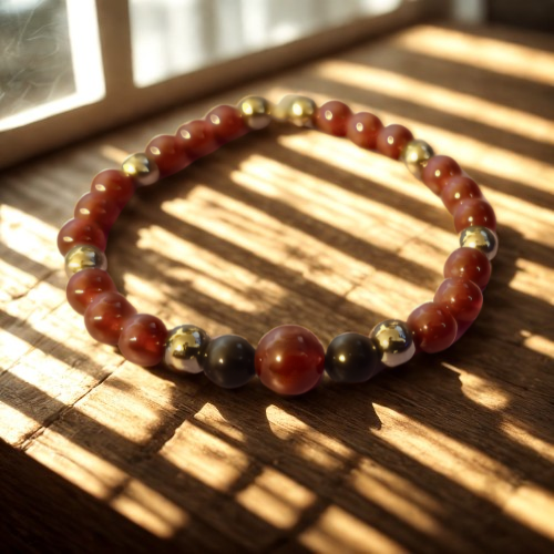 Carnelian and Black Tourmaline Bracelet