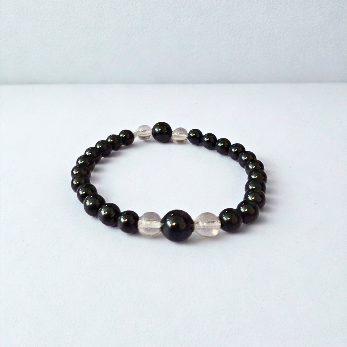 Black Tourmaline & Clear Quartz Bracelet
