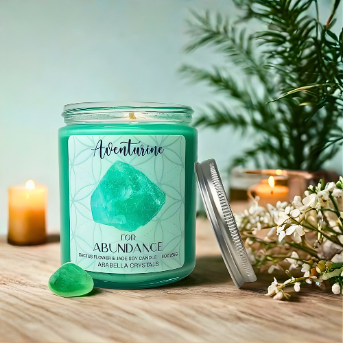Aventurine Crystal Candle
