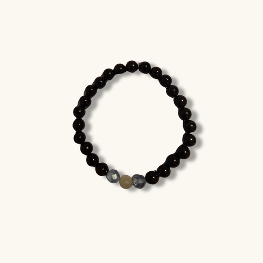 Rainbow Fluorite & Black Tourmaline Bracelet