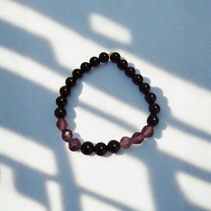 Rainbow Fluorite & Black Tourmaline Bracelet