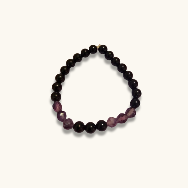 Rainbow Fluorite & Black Tourmaline Bracelet