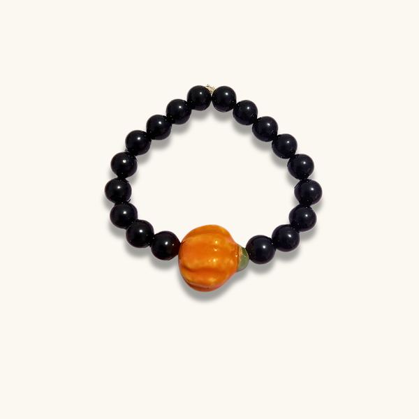 Black Tourmaline Pumpkin Bracelet