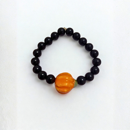 Black Tourmaline Pumpkin Bracelet