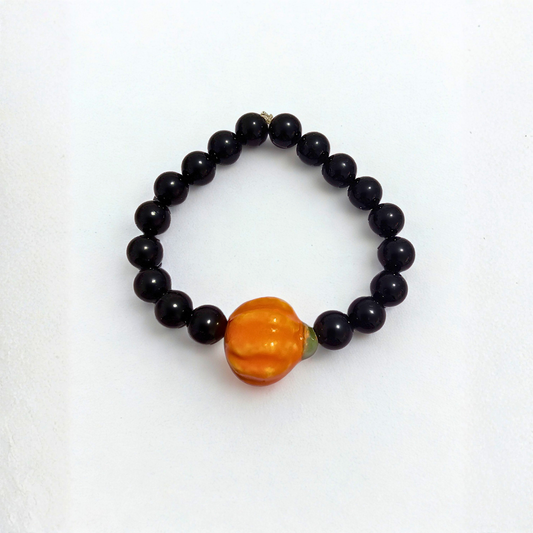 Black Tourmaline Pumpkin Bracelet