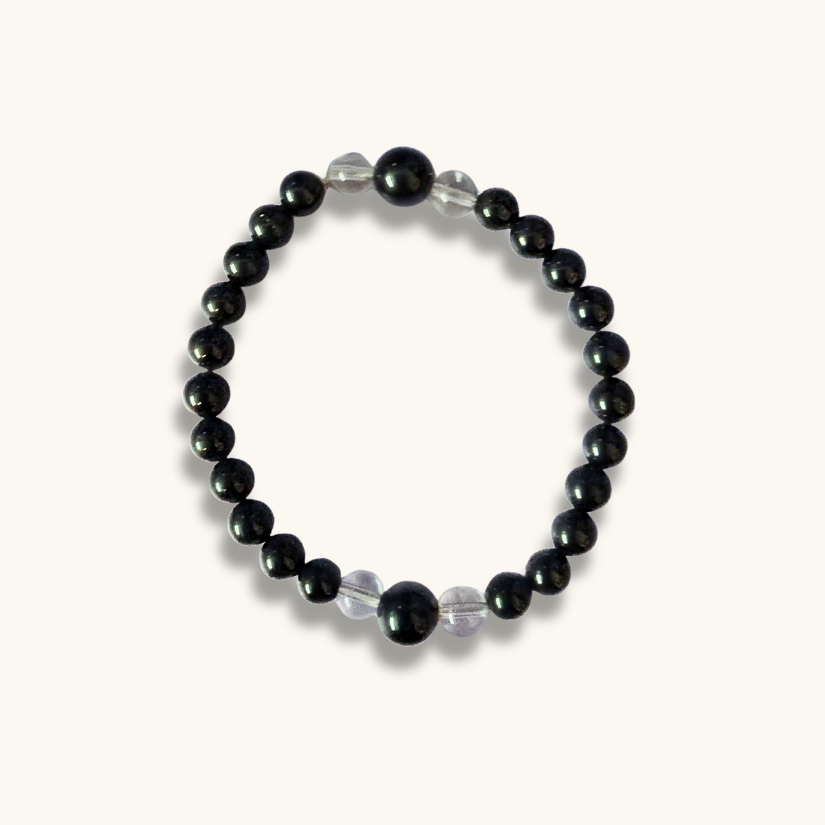 Black Tourmaline & Clear Quartz Bracelet