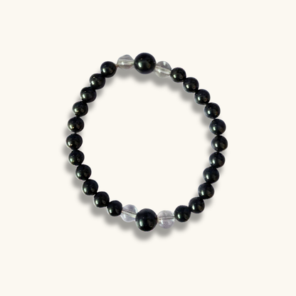 Black Tourmaline & Clear Quartz Bracelet