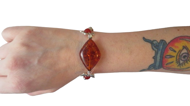 Silver Angel Braclet Amber