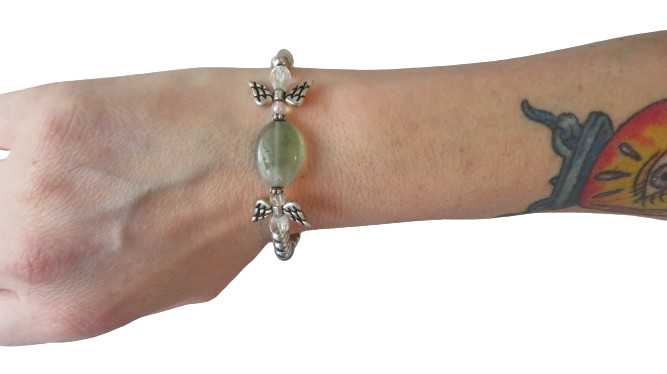 Silver Angel Braclet Green