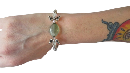 Silver Angel Braclet Green