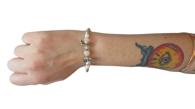 Silver Angel Braclet Small White