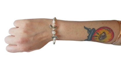 Silver Angel Braclet Small White