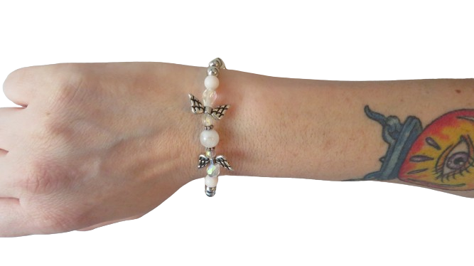 Silver Angel Braclet Small White