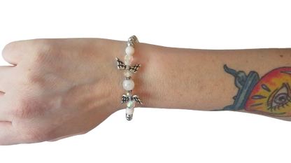 Silver Angel Braclet Small White