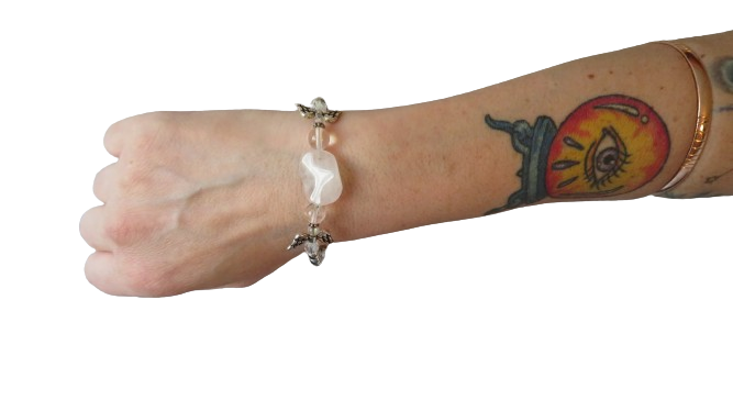 Silver Angel Braclet Large White