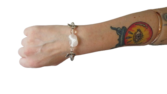 Silver Angel Braclet Large White