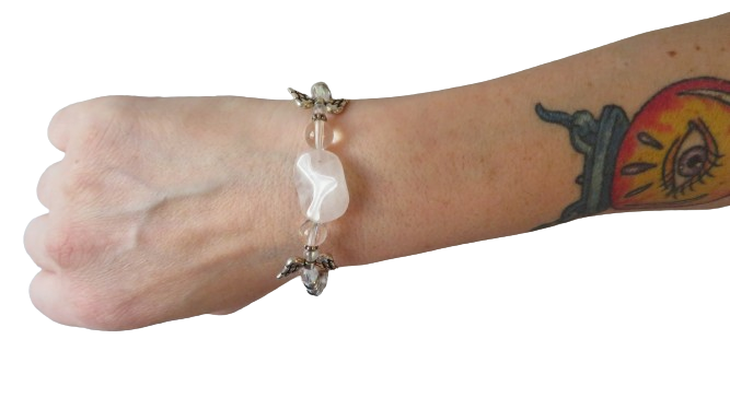 Silver Angel Braclet Large White