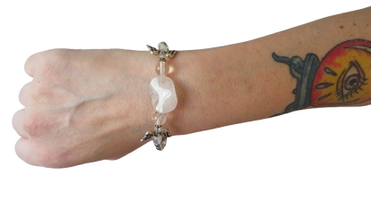 Silver Angel Braclet Large White