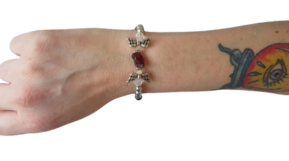 Silver Angel Braclet Dark Red