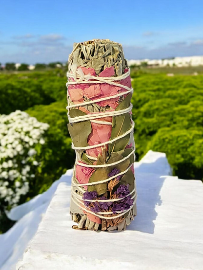 Meadow Fresh Sage Smudge Stick w/ Rose & Basil