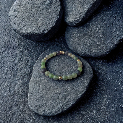 Basalt & Rainbow Fluorite Bracelet