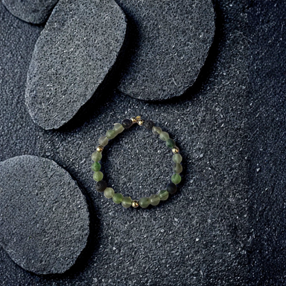 Basalt & Rainbow Fluorite Bracelet
