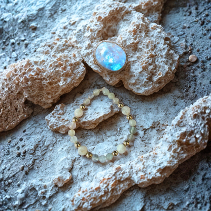 Moonstone & Rainbow Fluorite Bracelet