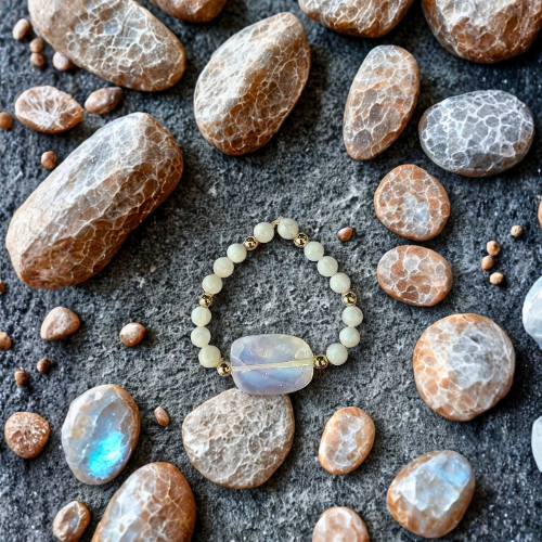 Moonstone & Angel Aura Quartz Bracelet
