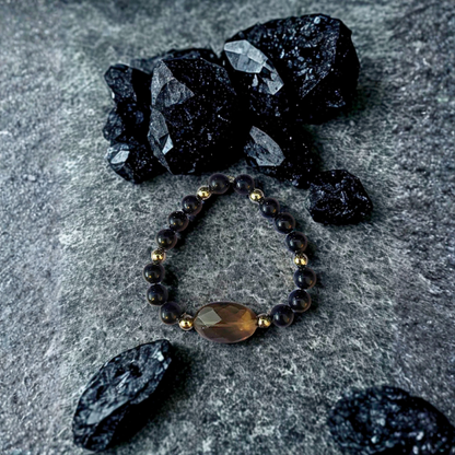 Smoky Quartz & Black Tourmaline Bracelet