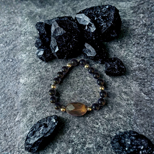 Smoky Quartz & Black Tourmaline Bracelet