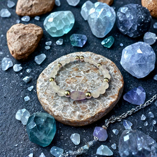 Moonstone and Fluorite Bracelet
