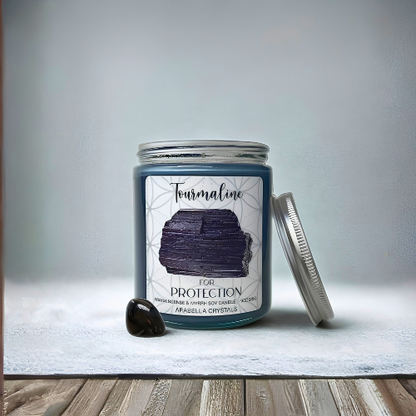 Black Tourmaline Crystal Candle