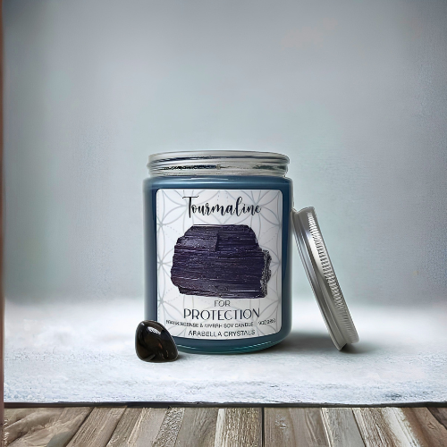 Black Tourmaline Crystal Candle