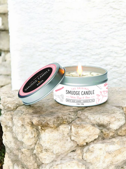Smudge Lites Candles - White Sage & Rose Smudge Candle