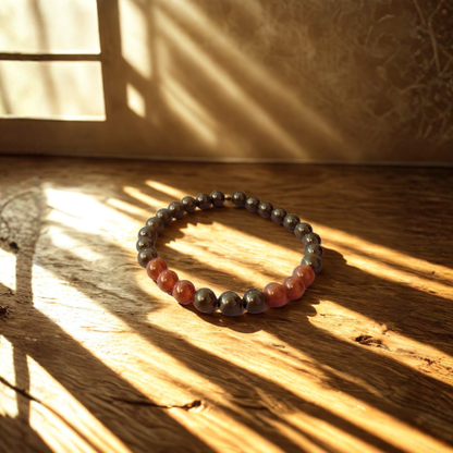 Black Tourmaline & Red Carnelian Bracelet