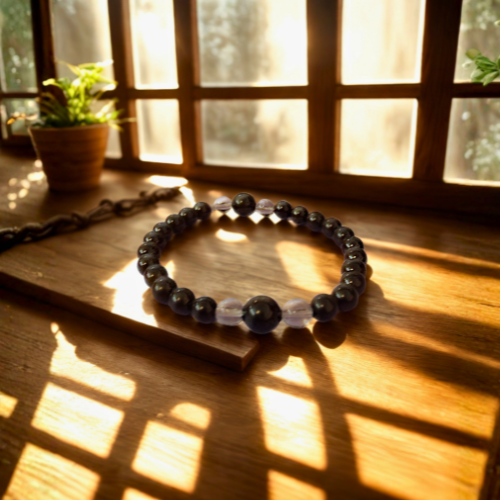 Black Tourmaline & Clear Quartz Bracelet