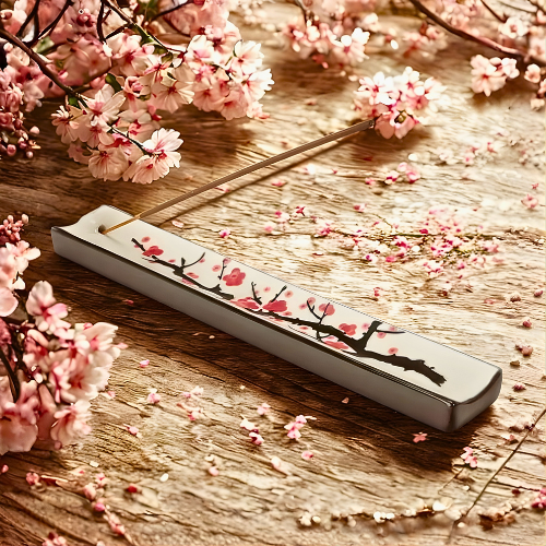 Cherry Blossoms Ceramic Incense Holder