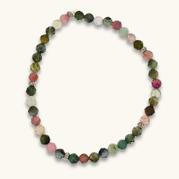 Natural Faceted Rainbow Tourmaline Bracelet