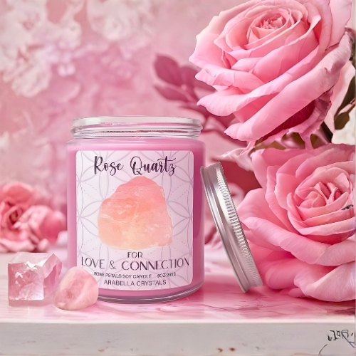 Rose Quartz Crystal Candle