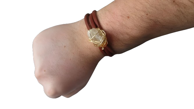 Citrine and Leather Bracelet